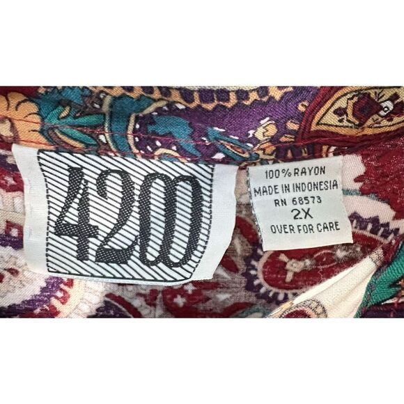 Vintage 4200 Paisley and Floral Patterned Long Sleeve Button Up Blouse - Picture 3 of 4